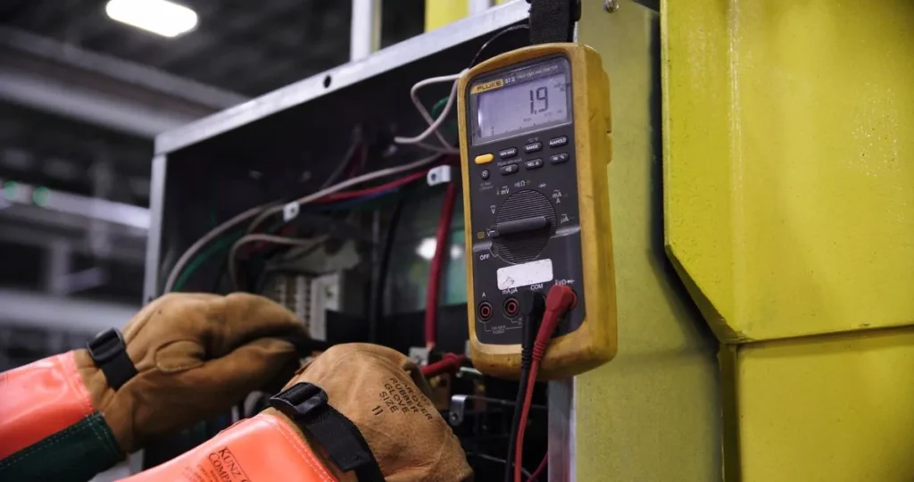 Relevé électrique au multimètre sur une installation
