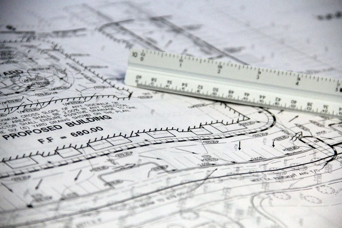 Plans détaillés et règle de dessin
