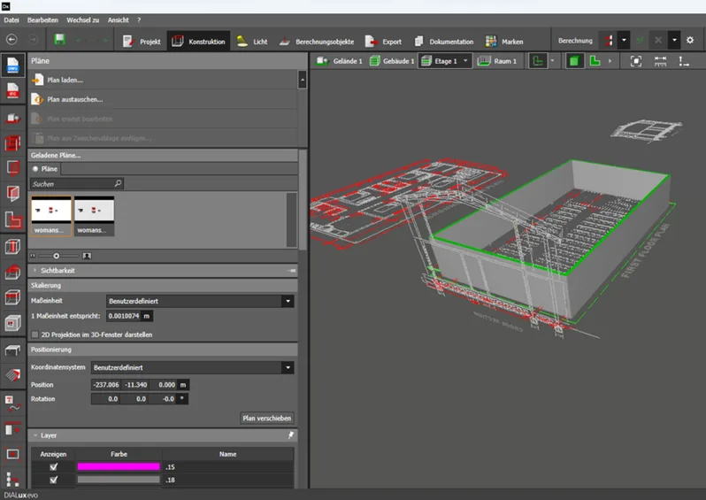 Construction d’un modèle d’éclairage à partir de plans DWG